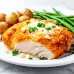 baked garlic parmesan chicken thighs - featured image
