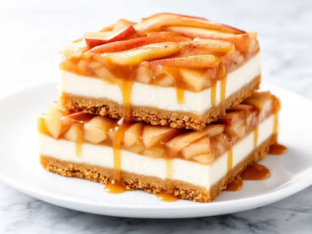 caramel apple cheesecake bars - featured image