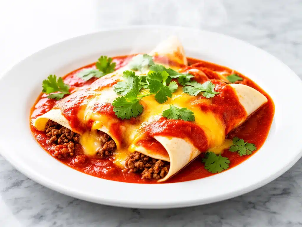 cheesy beef enchiladas - featured image