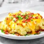 cheesy loaded smashed potato casserole - featured image