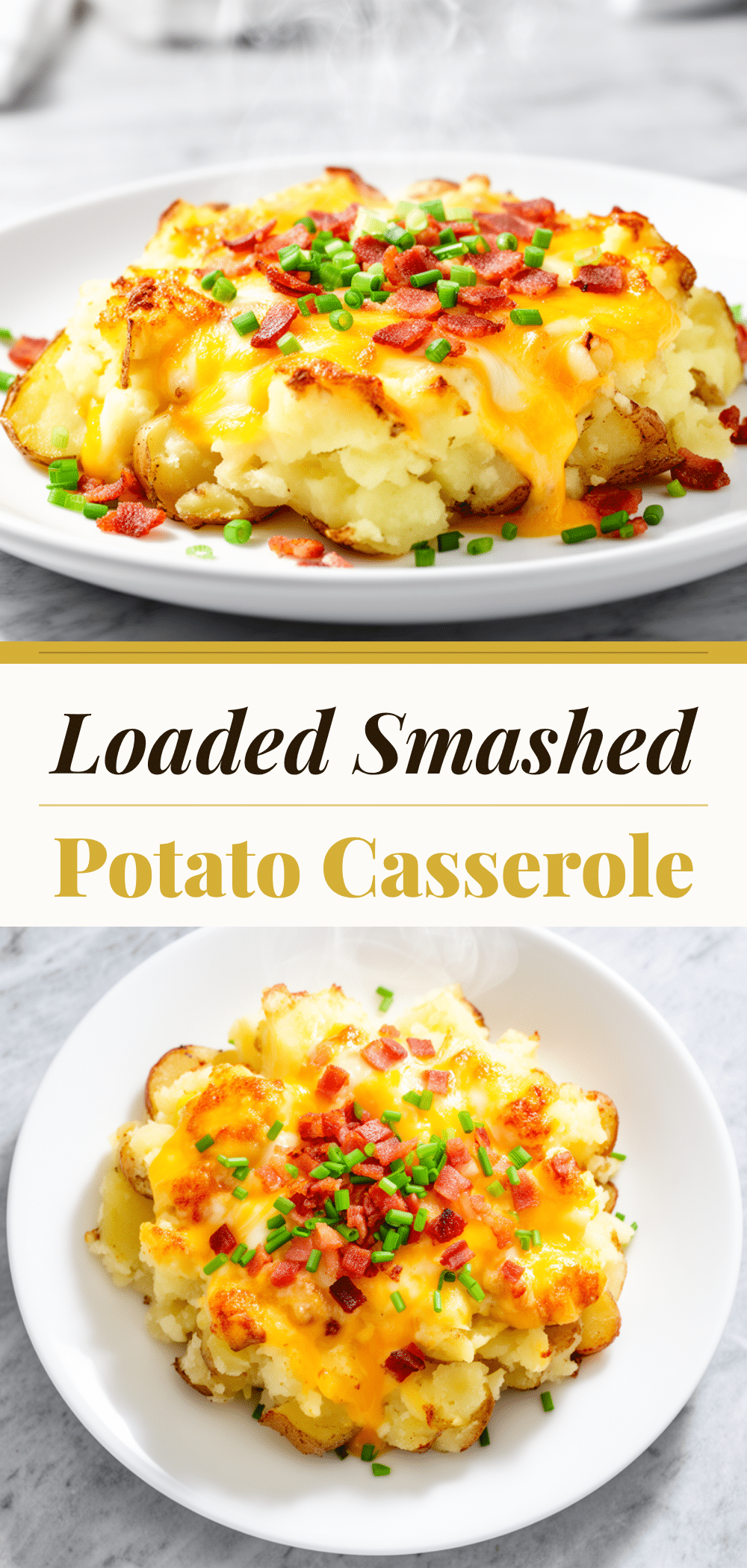 Cheesy Loaded Smashed Potato Casserole: 5-Ingredient Weeknight Dinner 5 cheesy loaded smashed potato casserole recipe