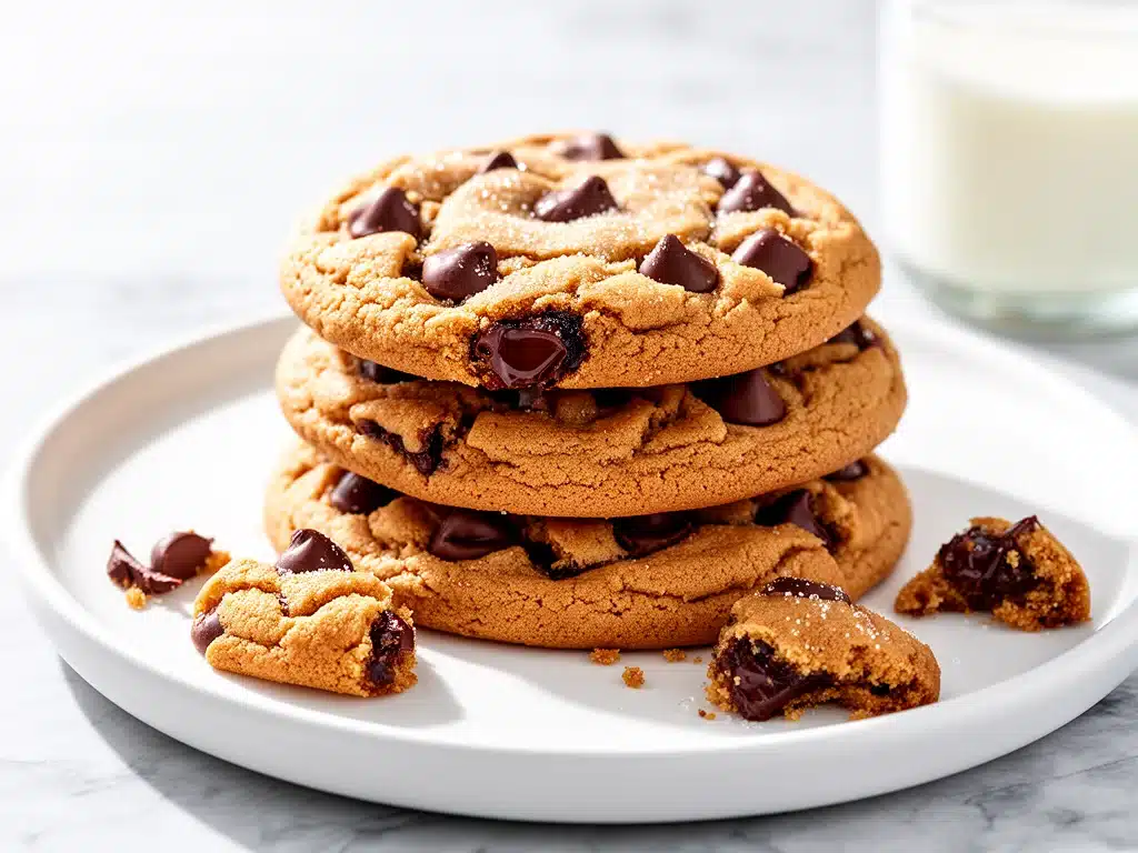 chewy peanut butter chocolate chip cookies - featured image