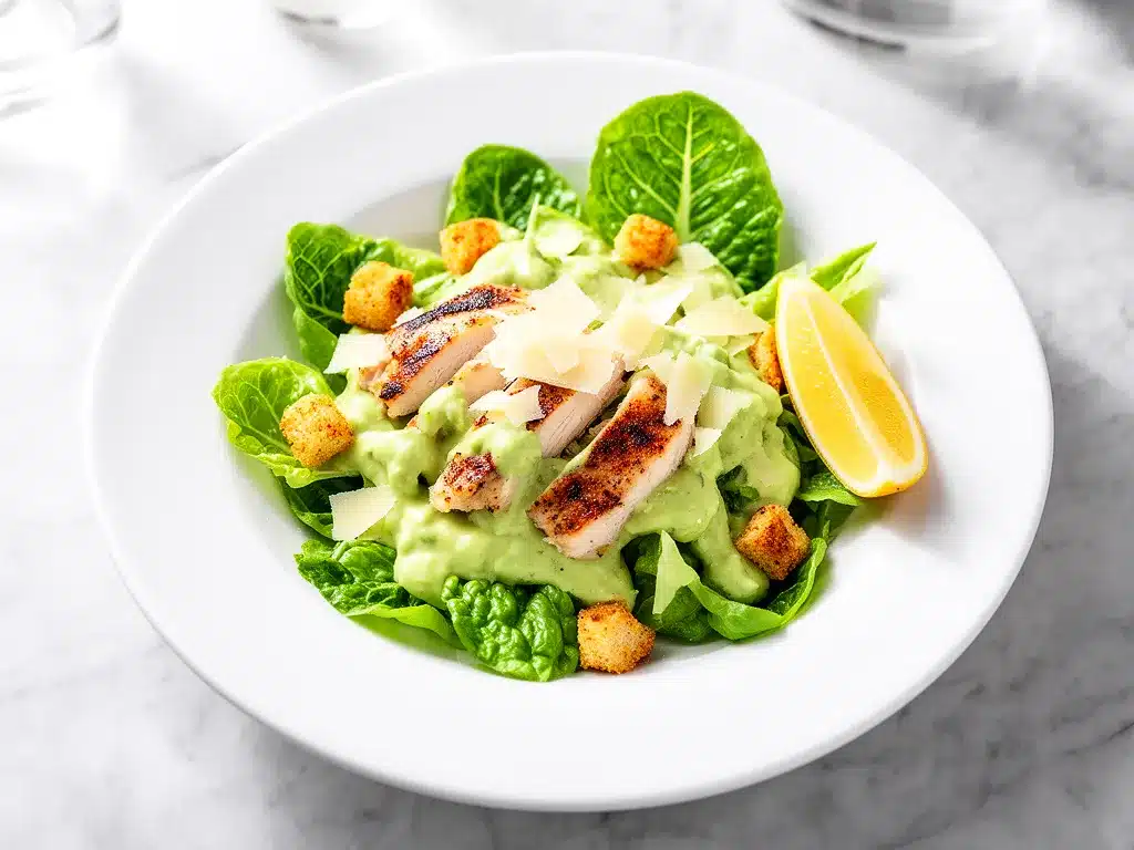 Creamy Avocado Chicken Caesar Salad: Best High-Protein Lunch 4 creamy avocado chicken caesar salad preparation steps
