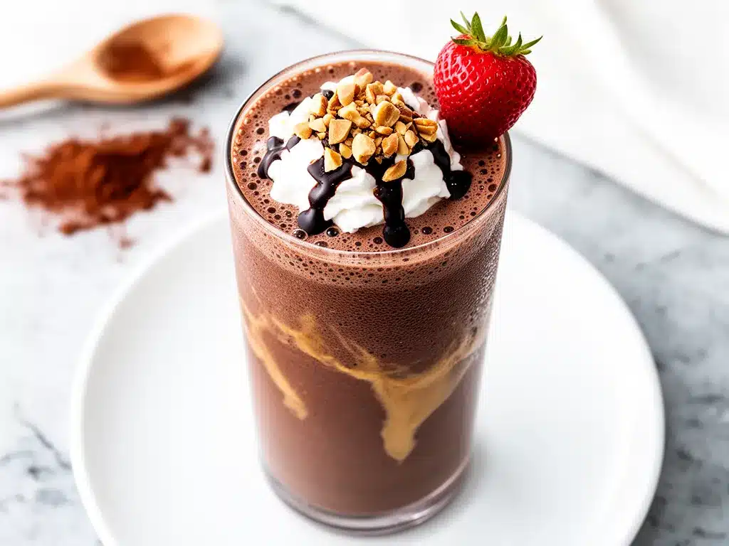 Creamy Chocolate Peanut Butter Protein Shake: 5 Min Meal Prep 4 creamy chocolate peanut butter protein shake preparation steps