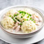 creamy crockpot chicken and dumplings - featured image