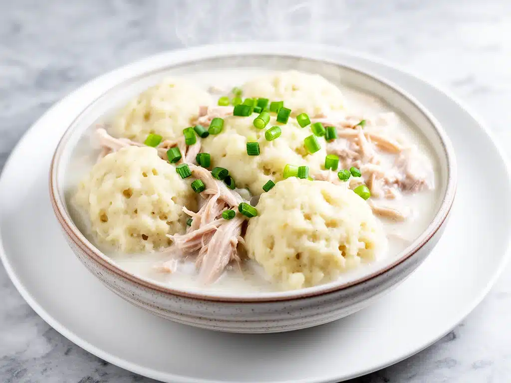 creamy crockpot chicken and dumplings - featured image