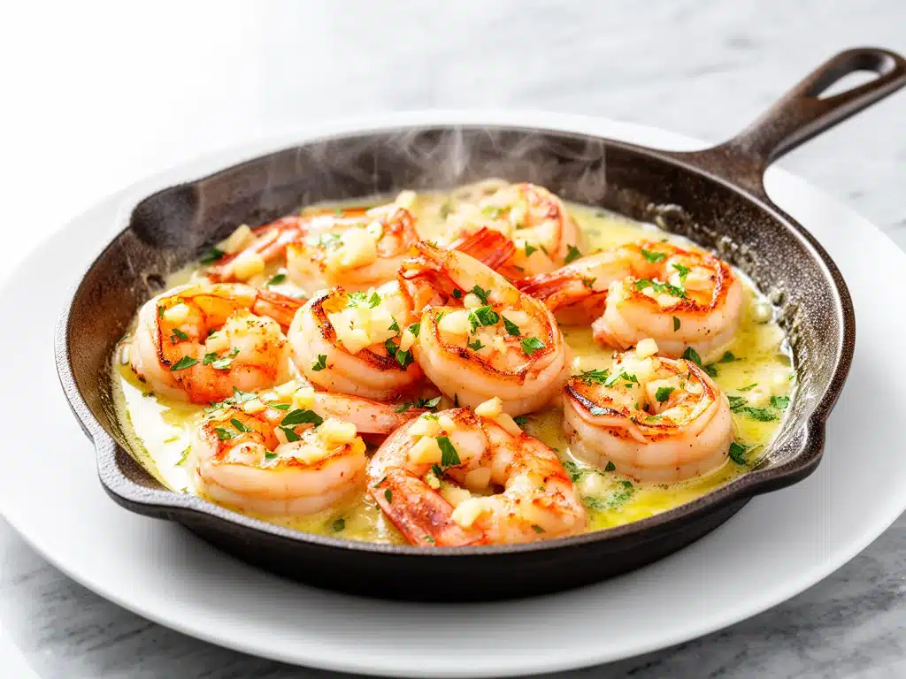 creamy garlic butter shrimp scampi - featured image