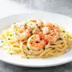 creamy garlic parmesan shrimp pasta - featured image