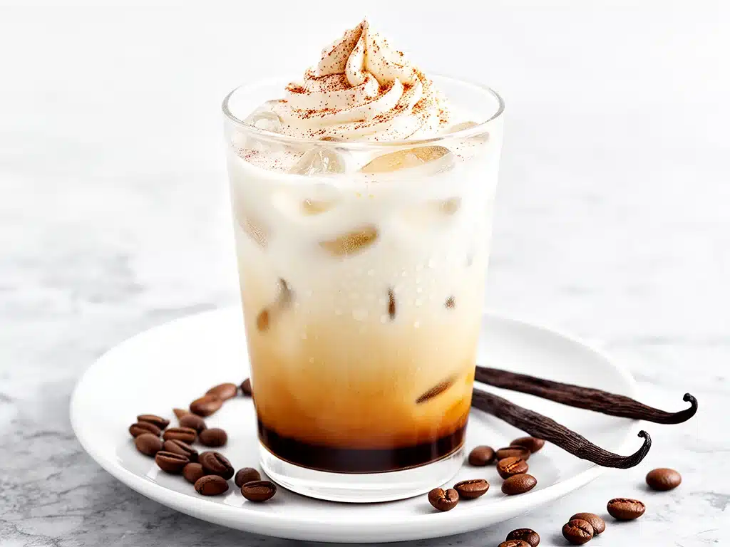 creamy iced vanilla latte - featured image