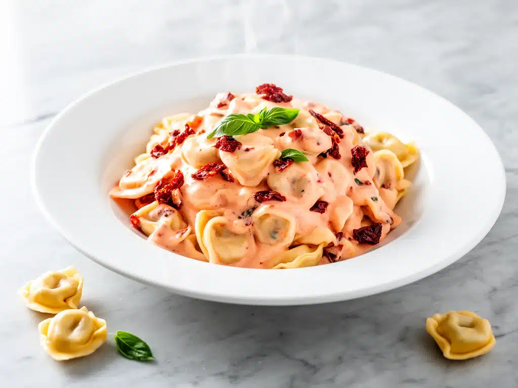 creamy sun dried tomato tortellini - featured image