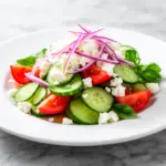 crisp cucumber tomato feta salad - featured image