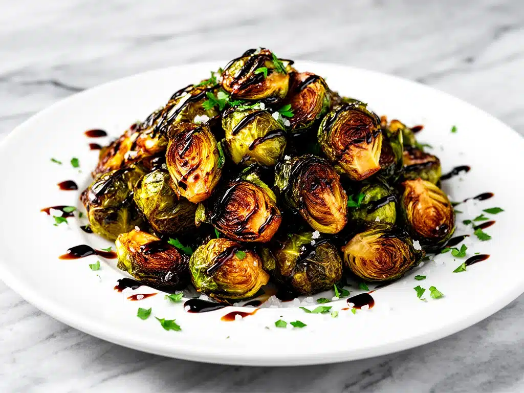 crispy air fryer brussels sprouts - featured image
