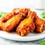 crispy honey garlic chicken wings - featured image