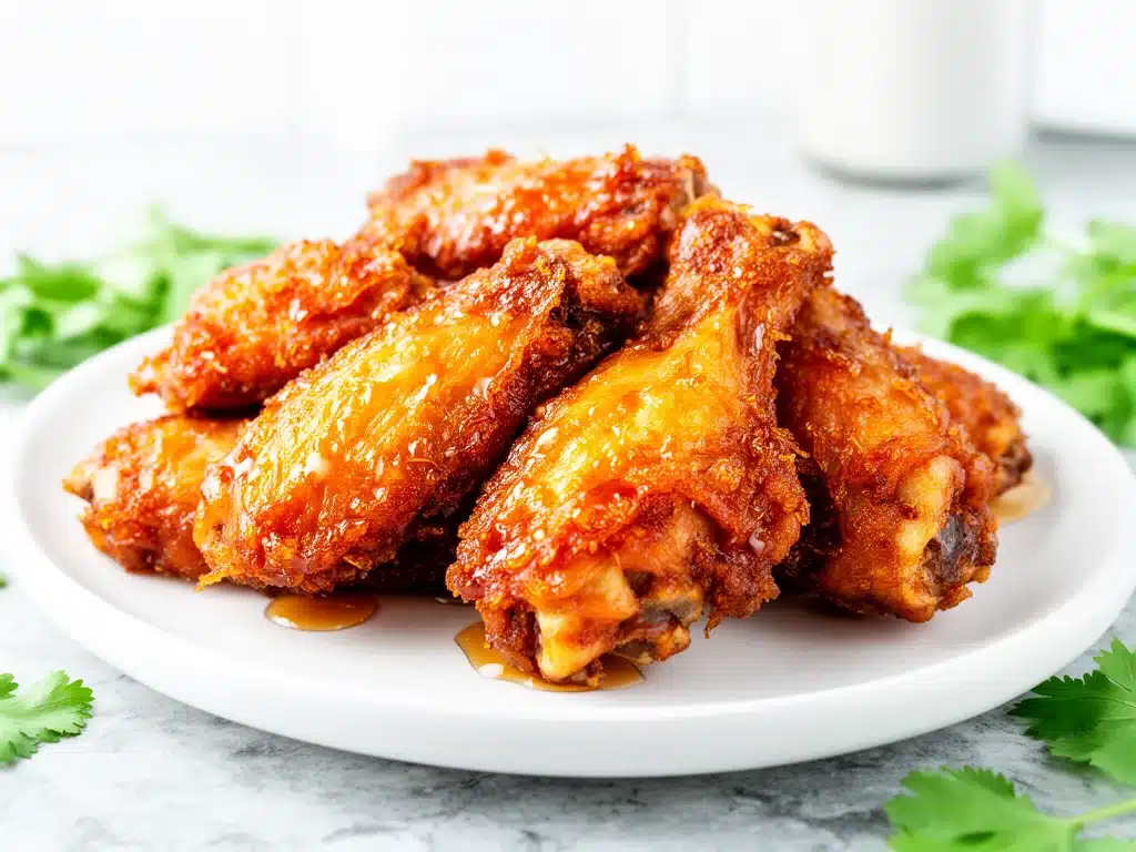 Home 4 crispy honey garlic chicken wings - featured image