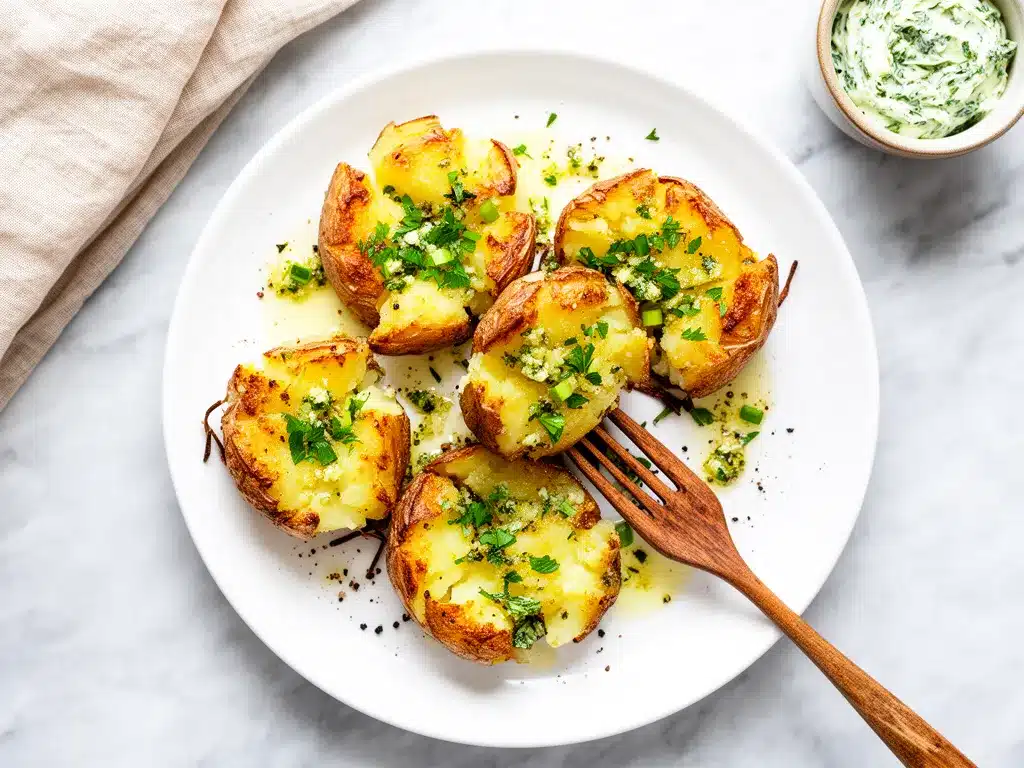 Crispy Smashed Potatoes with Garlic Herb Butter: Easy Side Dish 4 crispy smashed potatoes with garlic herb butter preparation steps
