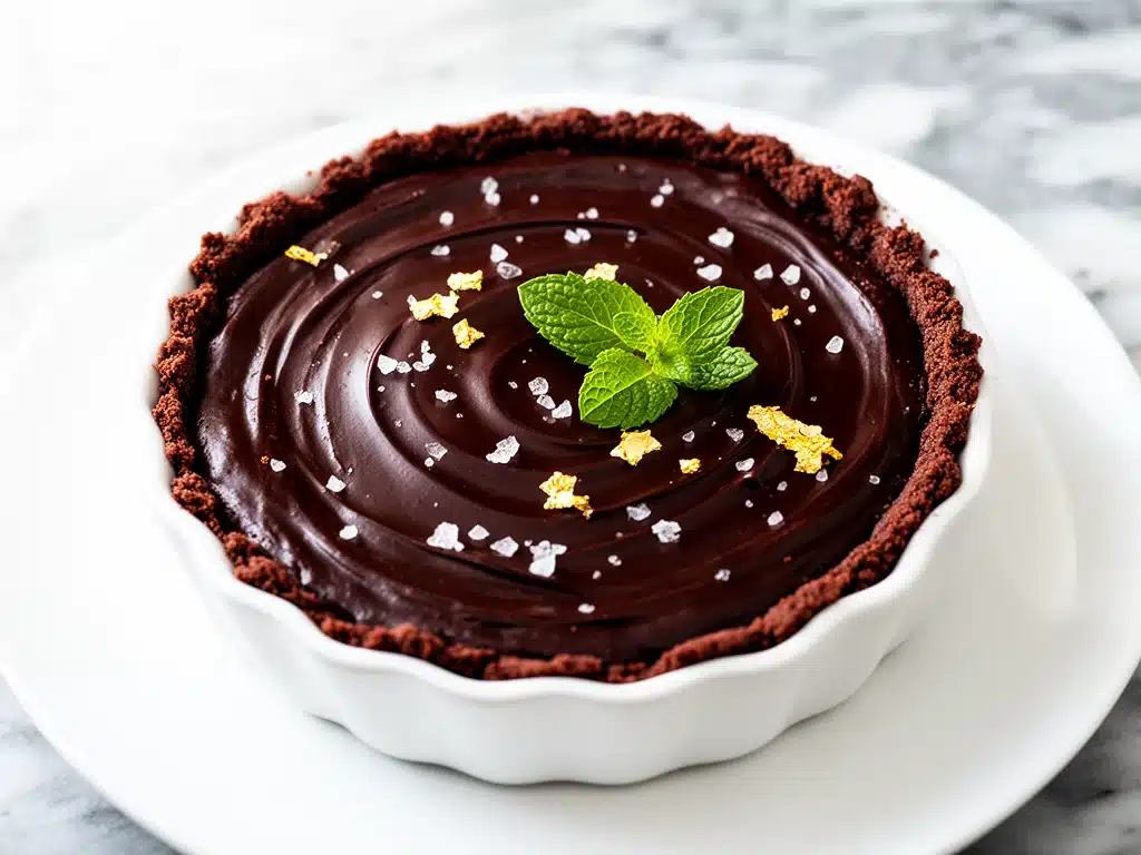 fudgy sea salt chocolate tart - featured image