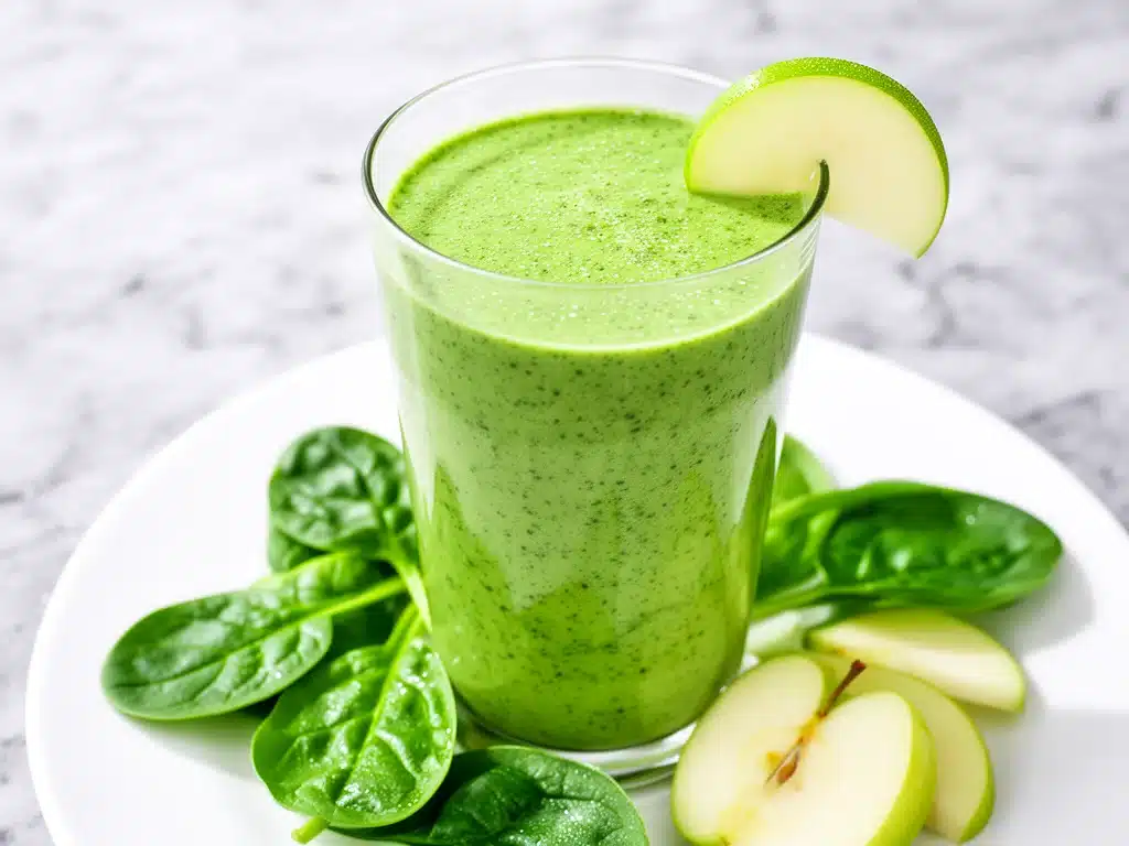 green apple spinach smoothie - featured image