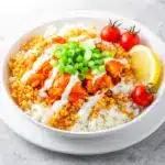 high protein buffalo chicken bowl - featured image