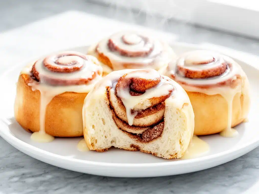 homemade cinnamon rolls with cream cheese glaze - featured image