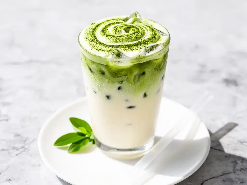 iced vanilla matcha latte - featured image