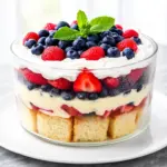 labor day red white and blue berry trifle - featured image
