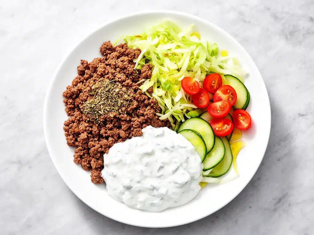 Mediterranean Ground Beef Gyro Bowl: Quick Weeknight Dinner 4 Mediterranean Ground Beef Gyro Bowl preparation steps