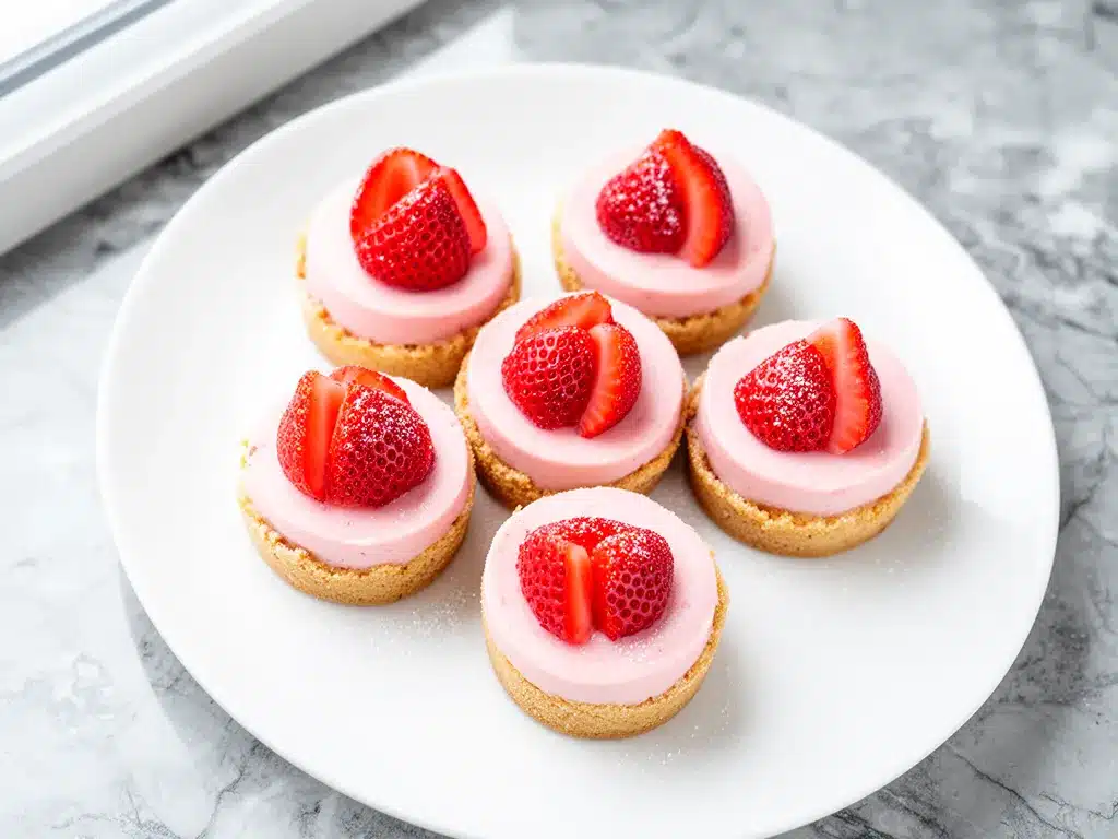 Mini Strawberry Cheesecakes with Graham Crust Easy 5-Ingredient Recipe for Busy Weeknights 4 mini strawberry cheesecakes preparation steps