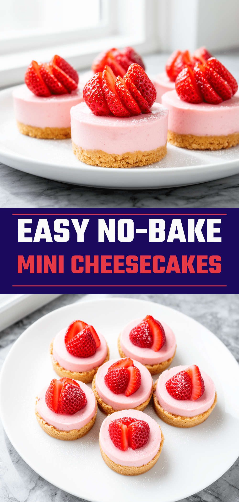 Mini Strawberry Cheesecakes with Graham Crust Easy 5-Ingredient Recipe for Busy Weeknights 5 mini strawberry cheesecakes recipe