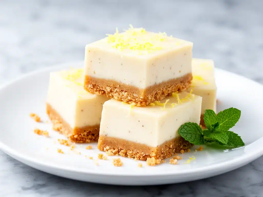 no bake creamy cheesecake bars - featured image
