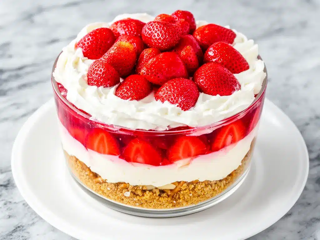 Labor Day No Bake Strawberry Pretzel Salad Easy Recipe for Busy Weeknights 4 no bake strawberry pretzel salad preparation steps