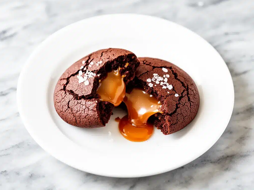 Salted Caramel Stuffed Chocolate Cookies Recipe Easy Gooey Molten Centers 4 salted caramel stuffed chocolate cookies preparation steps