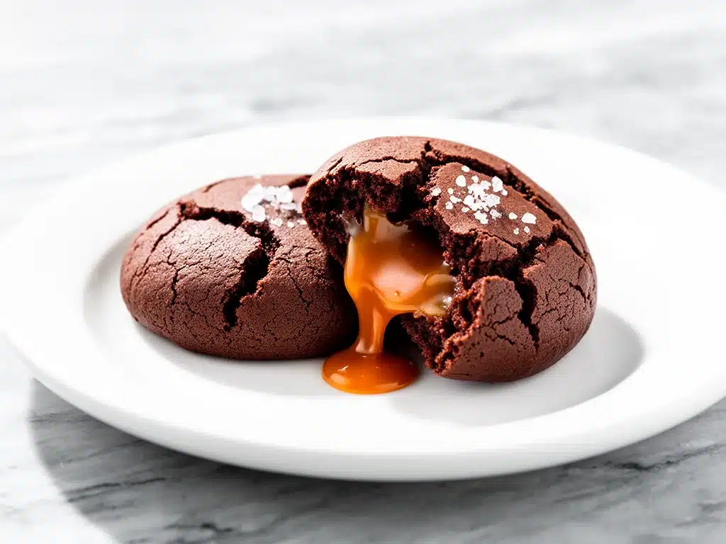 salted caramel stuffed chocolate cookies - featured image