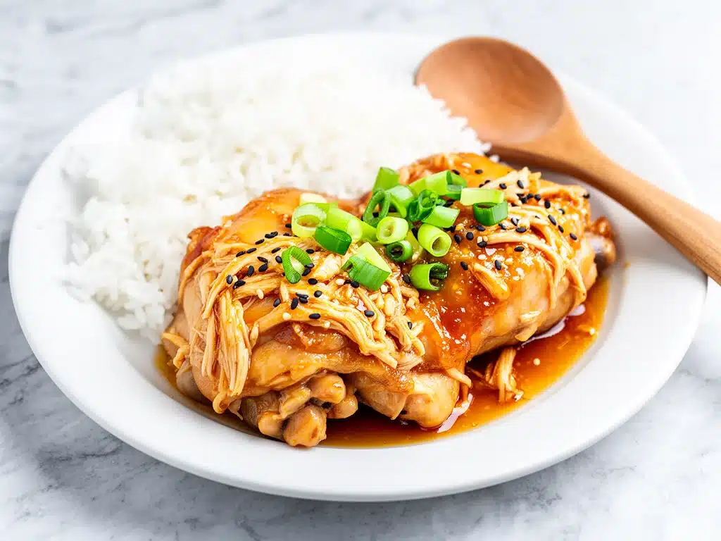 slow cooker honey garlic chicken - featured image