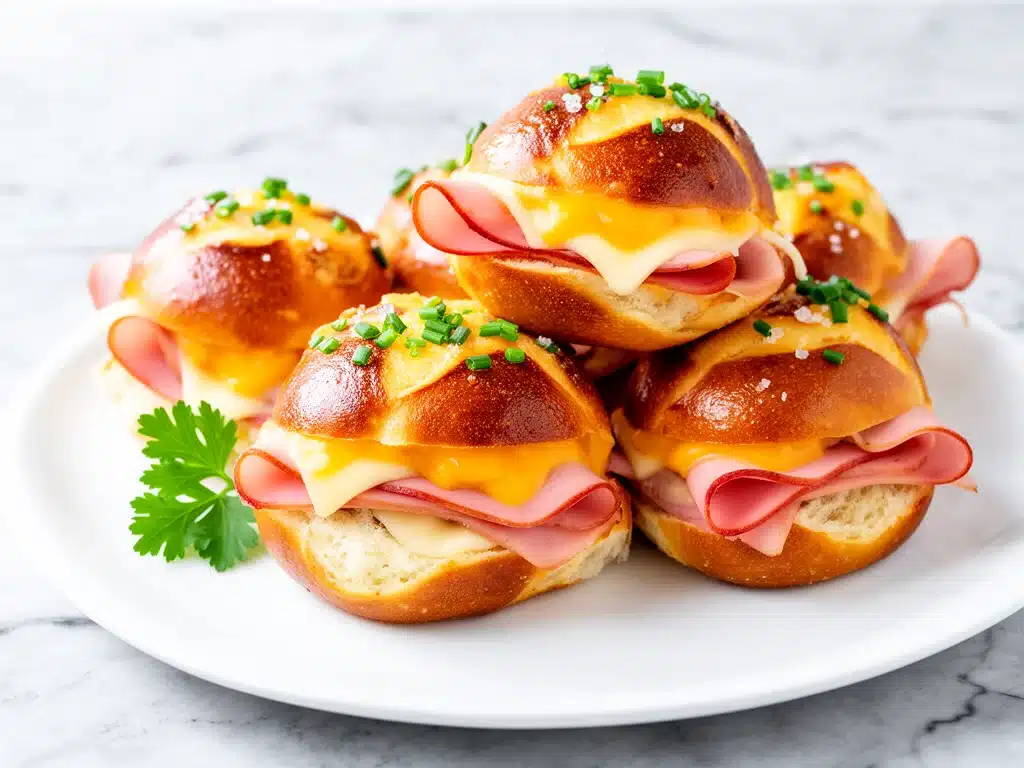 soft baked ham cheese pretzel bites - featured image
