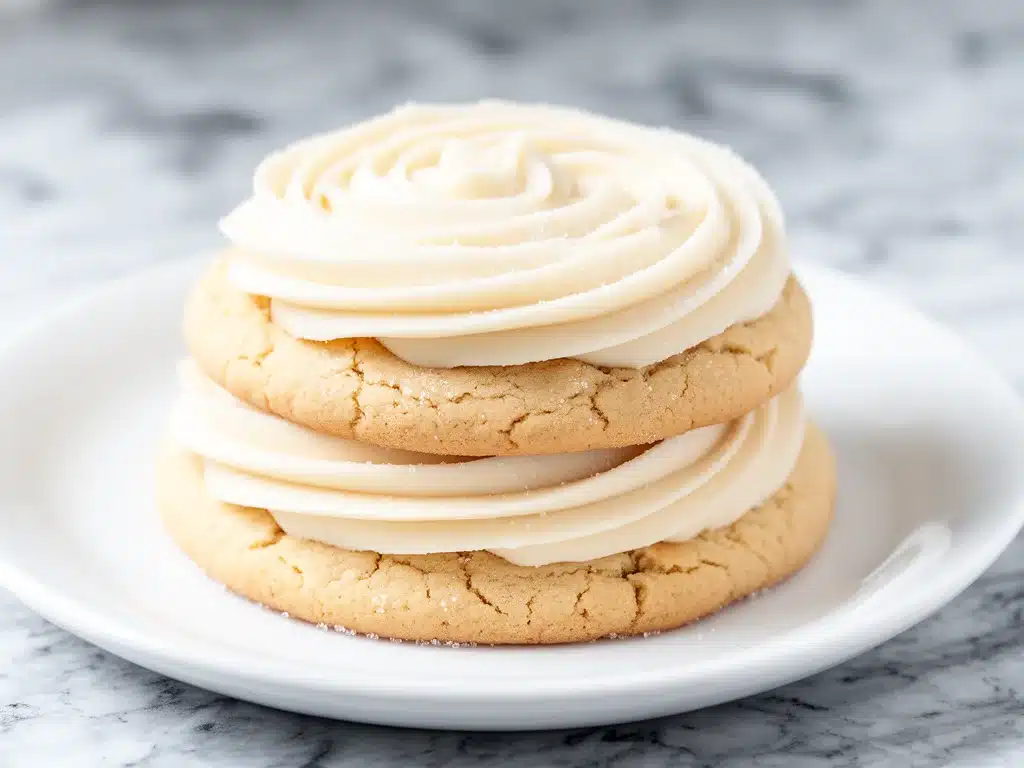 soft frosted sugar cookies with vanilla buttercream - featured image