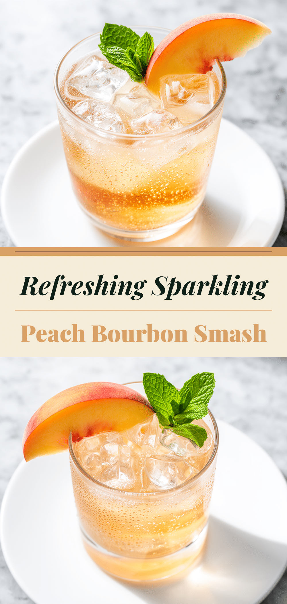 Sparkling Peach Bourbon Smash Recipe Easy 3-Ingredient Weeknight Cocktail 5 sparkling peach bourbon smash recipe
