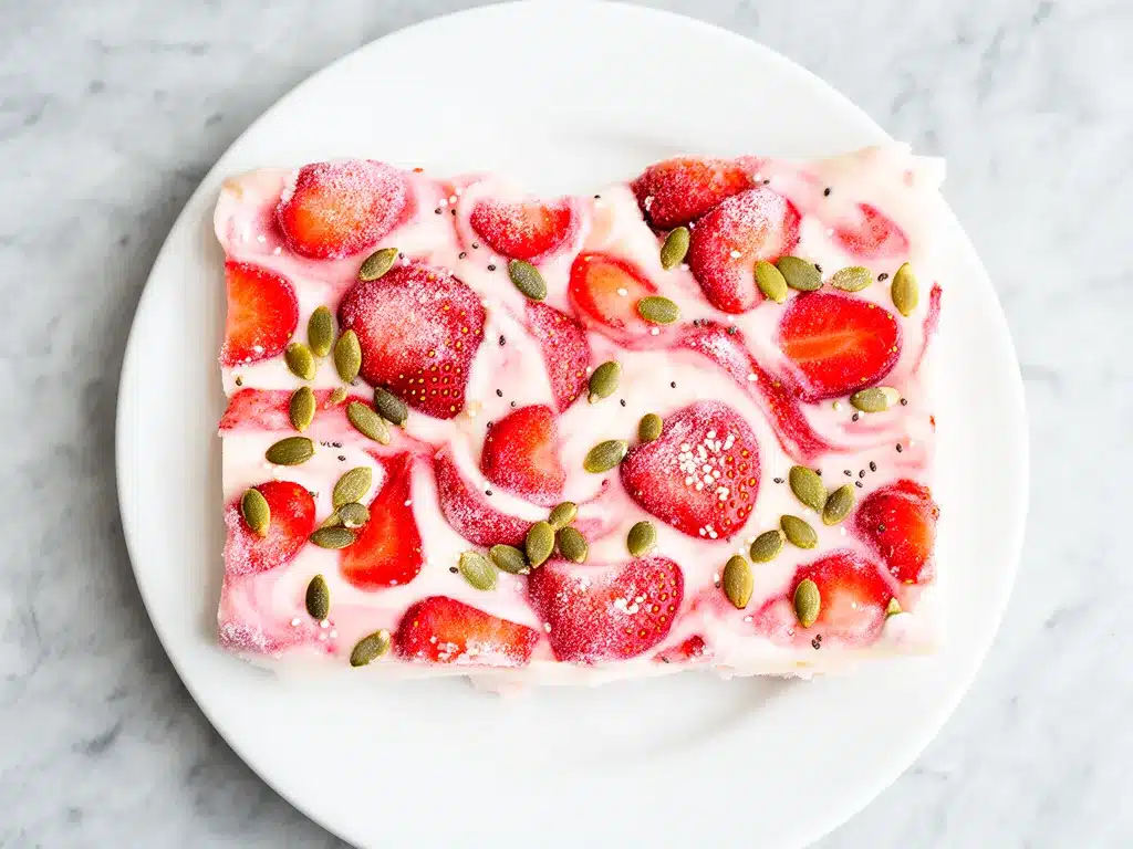 Back to School Strawberry Yogurt Lunchbox Bark Easy Homemade Recipe 4 strawberry yogurt bark preparation steps