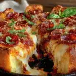 cast iron deep dish pepperoni pizza - featured image