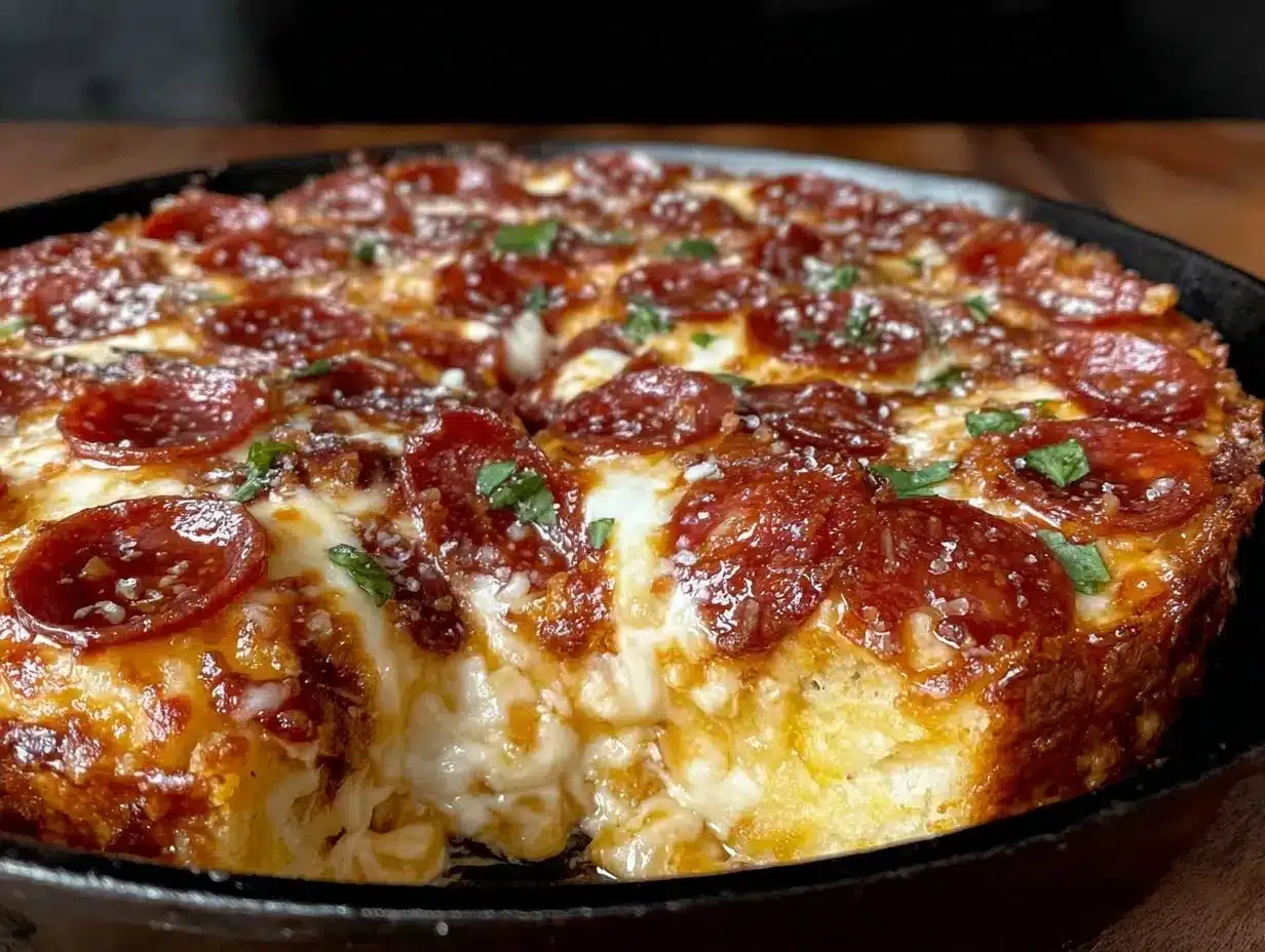 Cast Iron Deep Dish Pepperoni Pizza: 5-Ingredient Family Dinner 4 cast iron deep dish pepperoni pizza preparation steps