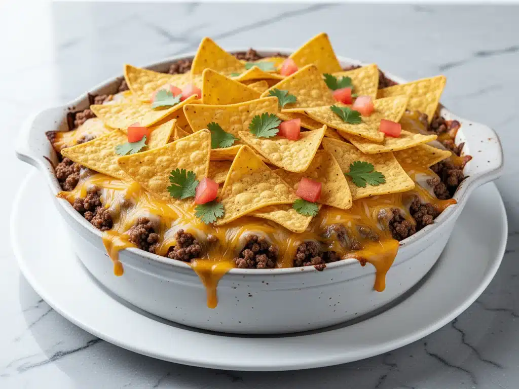 cheesy ground beef taco casserole - featured image