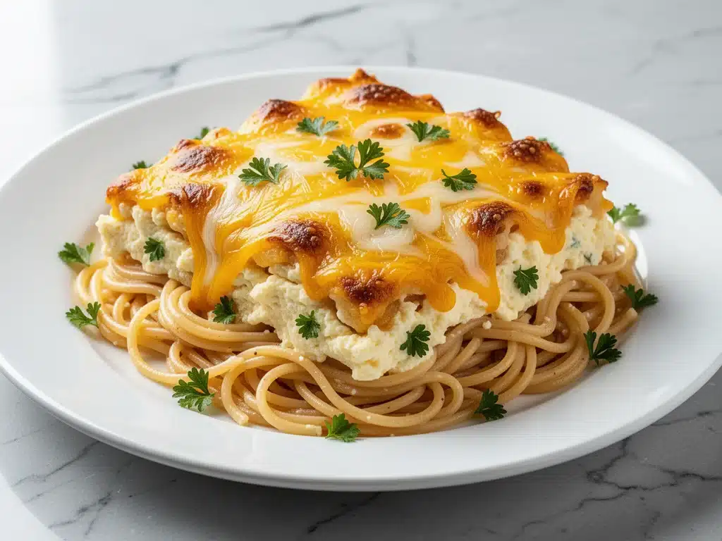 Cheesy Million Dollar Spaghetti Casserole - featured image