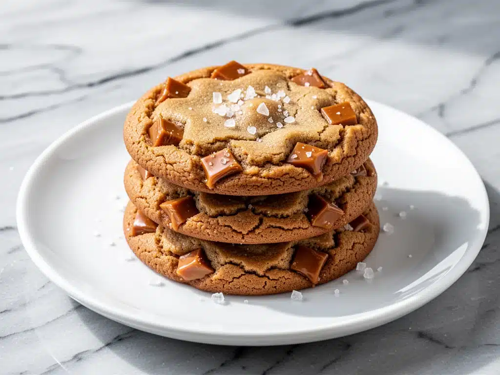 chewy brown butter toffee cookies - featured image
