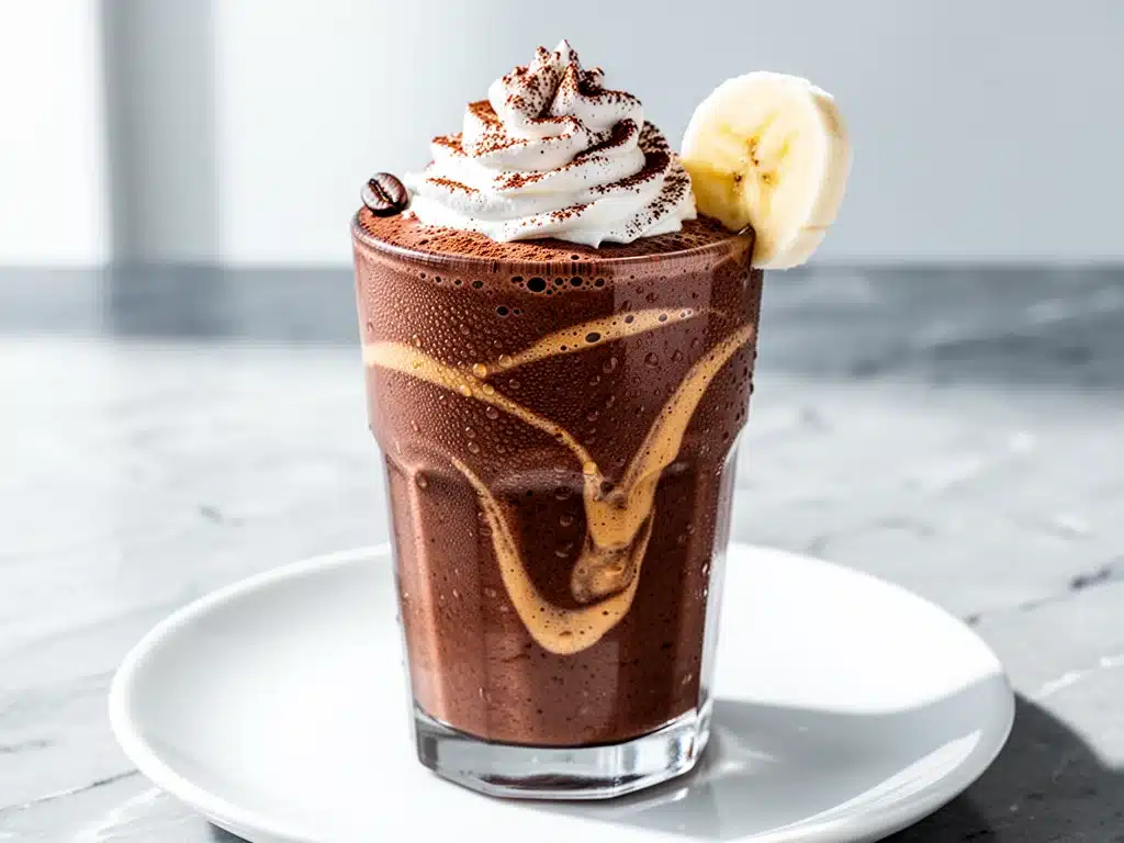chocolate peanut butter protein smoothie - featured image