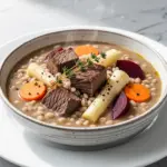 cozy fall beef and barley stew - featured image