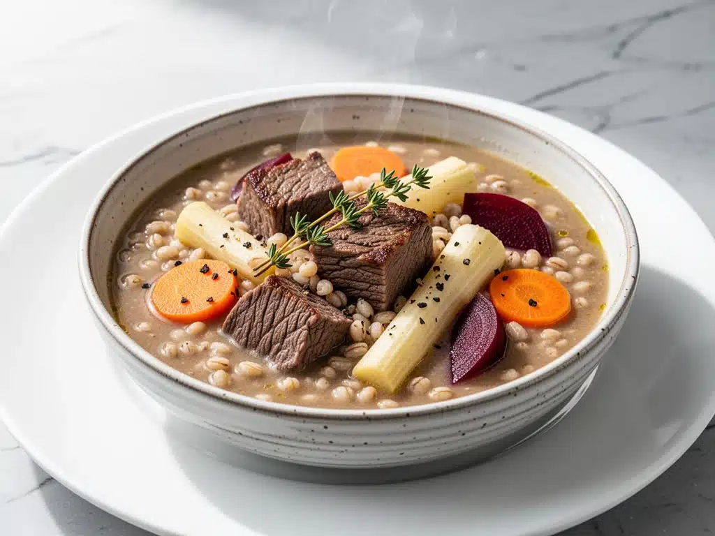 cozy fall beef and barley stew - featured image