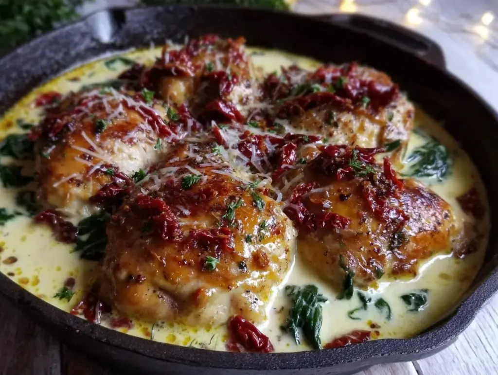 creamy tuscan garlic chicken skillet - featured image