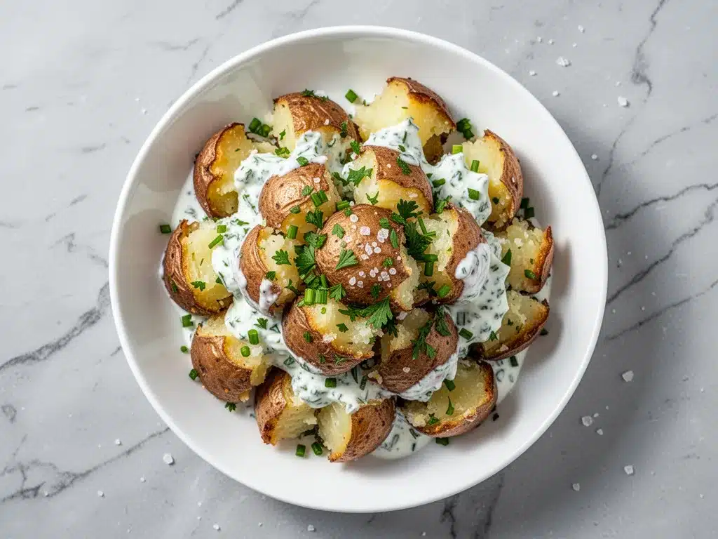 Crispy Smashed Potato Salad: Best Party Salad Recipe 4 crispy smashed potato salad preparation steps