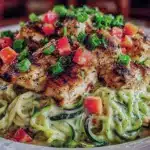 diabetic-friendly zucchini noodle chicken alfredo - featured image