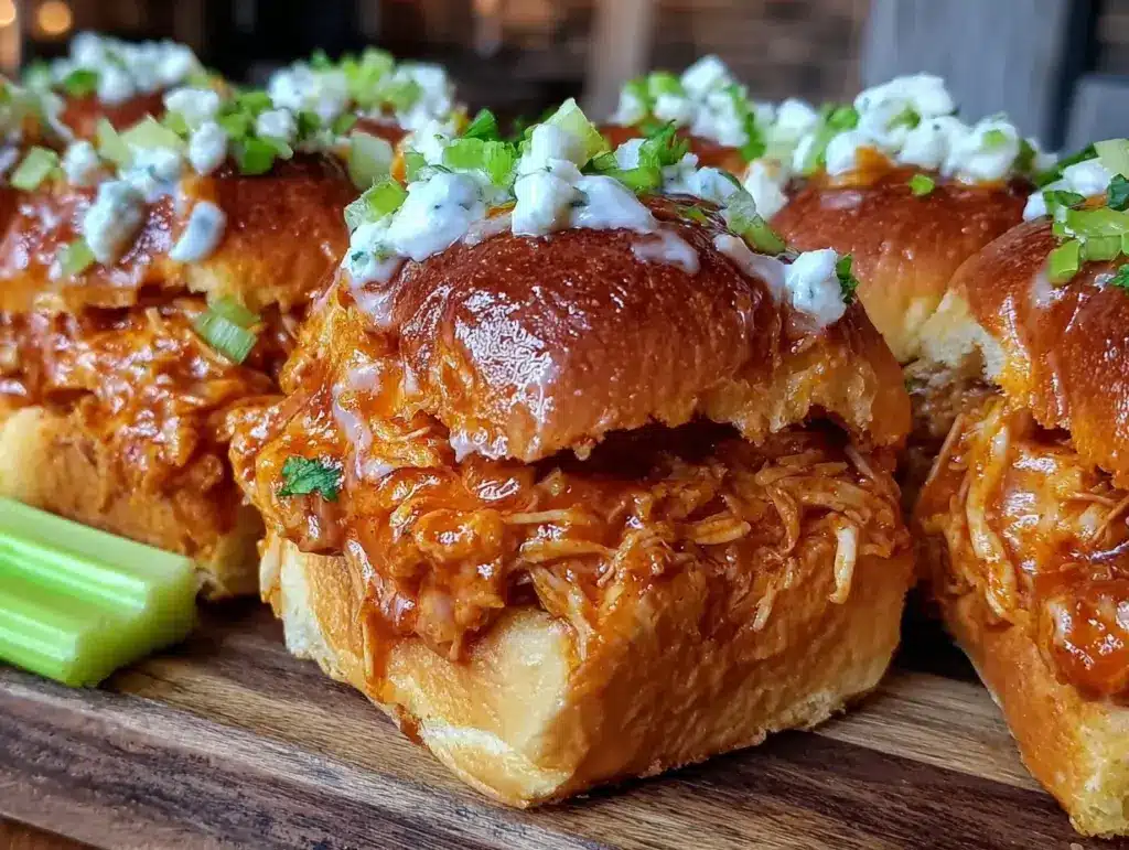 football Sunday slow cooker buffalo chicken sliders - featured image