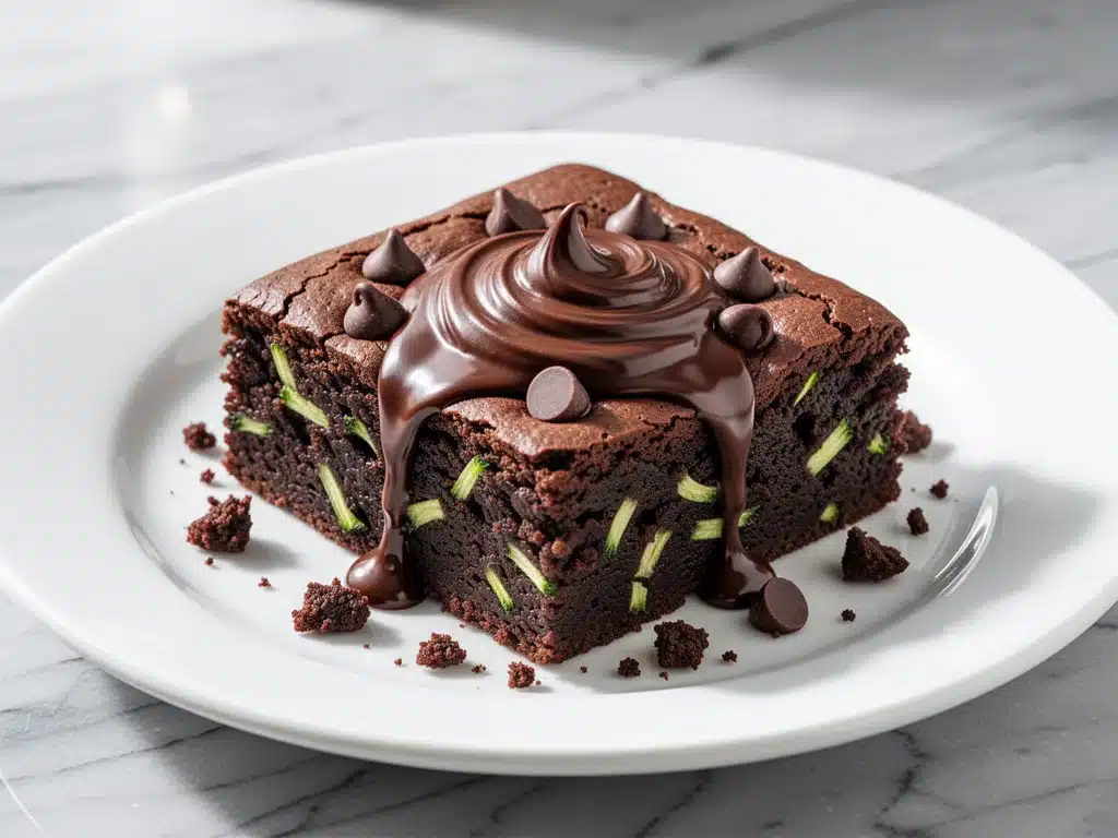 fudgy zucchini chocolate brownies - featured image